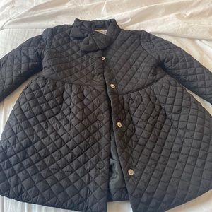 Janie and Jack black quilted jacket with bow